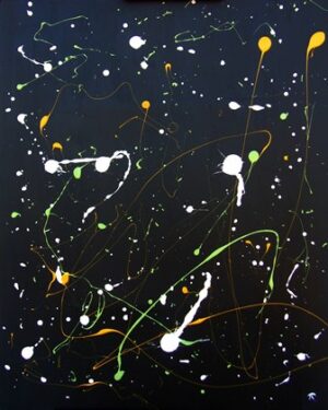 Painting #99 - Jesse Thomas Artist - Black Background - 40" x 32" - Paint on Matboard @ GalleryArt4Sale.Com